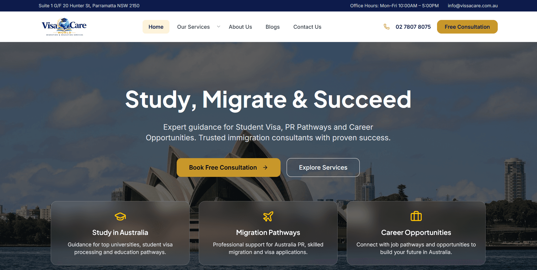 Visa Care World Landing Page screenshot